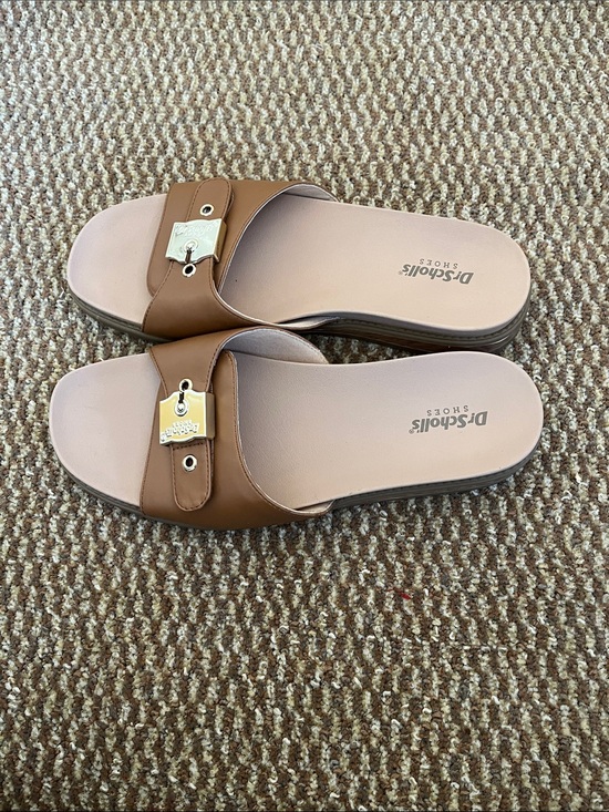 Dr. Scholl's Shoes - Dr. Scholl's Brown Slide Mules with Gold Accent